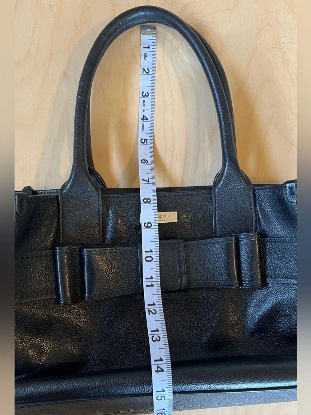 Kate Spade Black Leather Bow-Accent Satchel